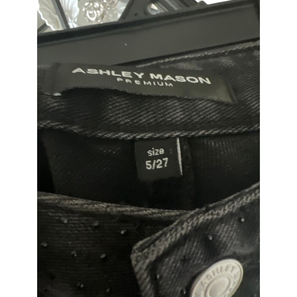 NWT Ashley Mason women Black high rise straight legs denim size 5. - Picture 8 of 9